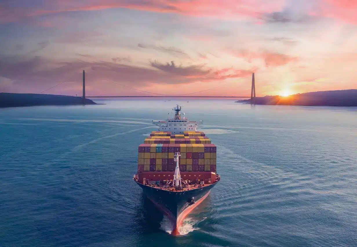 container-ship-ocean-sunset